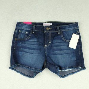 725 Originals Talia Girls Denim Short Shorts 7 Blue Distressed Denim Rustic